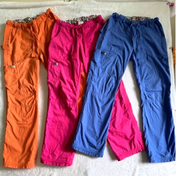 LOT OF 3 Pairs SZ XS Koi Women's Scrub Pants Elastic Waist Pockets Cargo READ - Picture 1 of 16